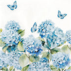 100 Pcs Hydrangea Floral Paper Napkins Blue Floral Butterfly Disposable Party Napkin 6.5" Luncheon Flower Hand Towel for Spring Summer Birthday Wedding Party Supplies (Hydrangea)