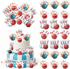 60 Pack Edible Bowing Cupcake Toppers Sports Theme Bowling Cupcake Picks Cupcake Picks Decoration for Sports Theme Baby Shower Kids Birthday Party Cake Decorations Supplies