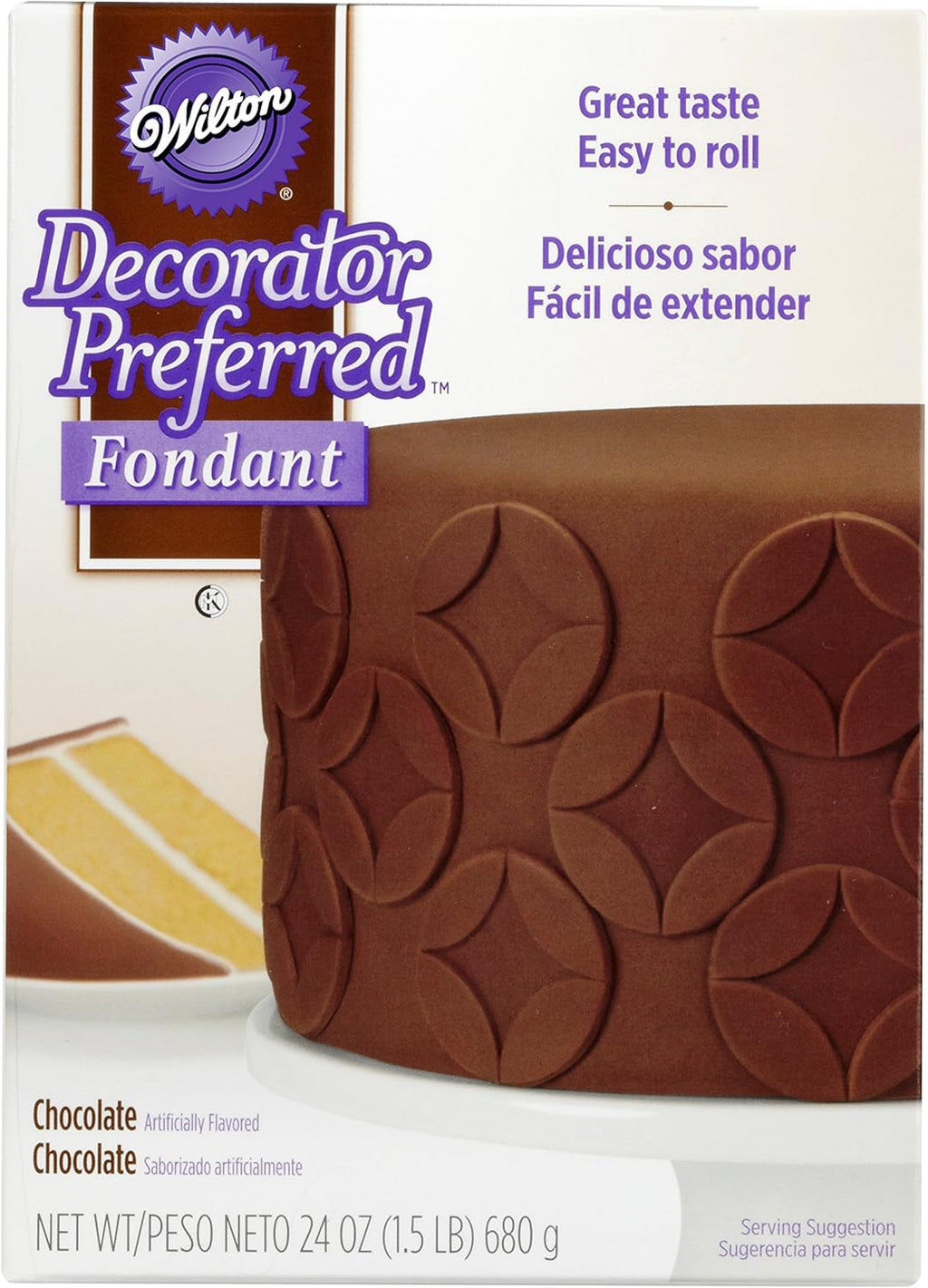 Wilton Decorator Preferred Chocolate Fondant, Soft, Ready-to-Use Fondant Icing for Cake Decorating, Flowers & Edible Accents. 23.9 oz, Brown