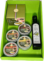 Dean Jacob's 9 pc. Collection with 4 Bread Dipping Tins, Saucers & Cold Pressed Olive Oil