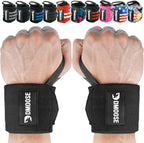 DMoose Fitness Wrist Wraps for Weightlifting 18" - Heavy Duty Gym Wrap with Hand Thumb Loop for Support & Pain Relief, USPA Approved Powerlifting, Weight Lifting Wrist Straps for Men & Women Work Out
