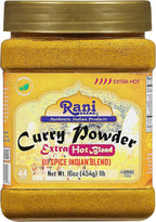 Rani Curry Powder EXTRA HOT (11-Spice Authentic Indian Blend) 16oz (1lb) 454g PET Jar ~ All Natural | Salt-Free | Vegan | No Colors | Gluten Friendly | NON-GMO | Indian Origin
