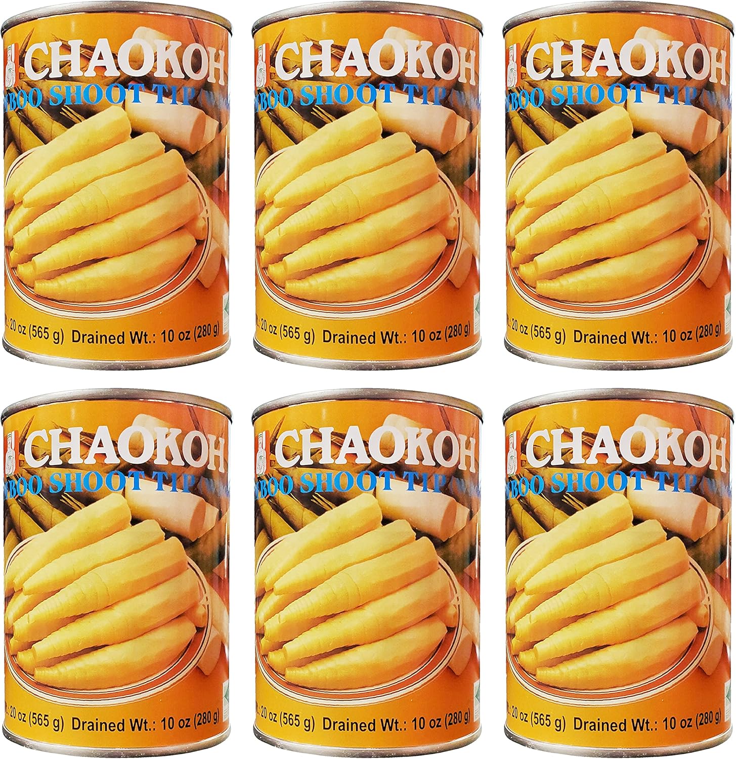 Chaokoh Bamboo Shoot Tip Whole in Water (6 Pack, Total of 120oz)
