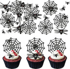 Gyufise 20Pcs Realistic Spider Figures Cake Toppers Tarantula Figurines Net Cake Decorations for Halloween Theme Kids Babyshower Party Decorations Supplies