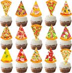 Pizza Party Cupcake Toppers 48Pcs Pizza Cupckae Toppers Fast Foot Party Decoration Pizza Night Cupcake Picks Pizza Birthday Party Decoration for Pizza Themed Baby Shower Supplies