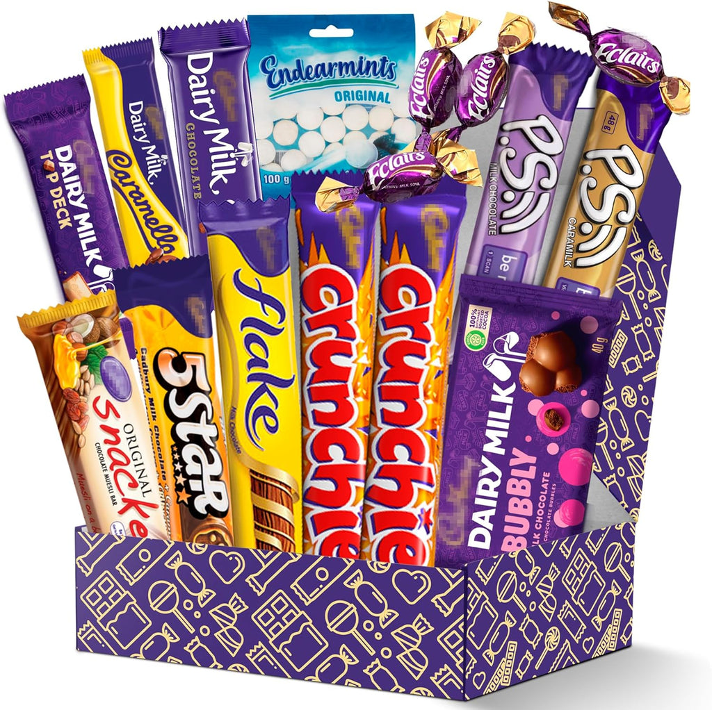 Chocolate Gift Box, Chocolate Bars Sweets Snack Box Imported from South Africa, Includes Flake, Crunchies, Caramello, Dairy Milk Variety Pack, Assorted Bar, 16 Pieces