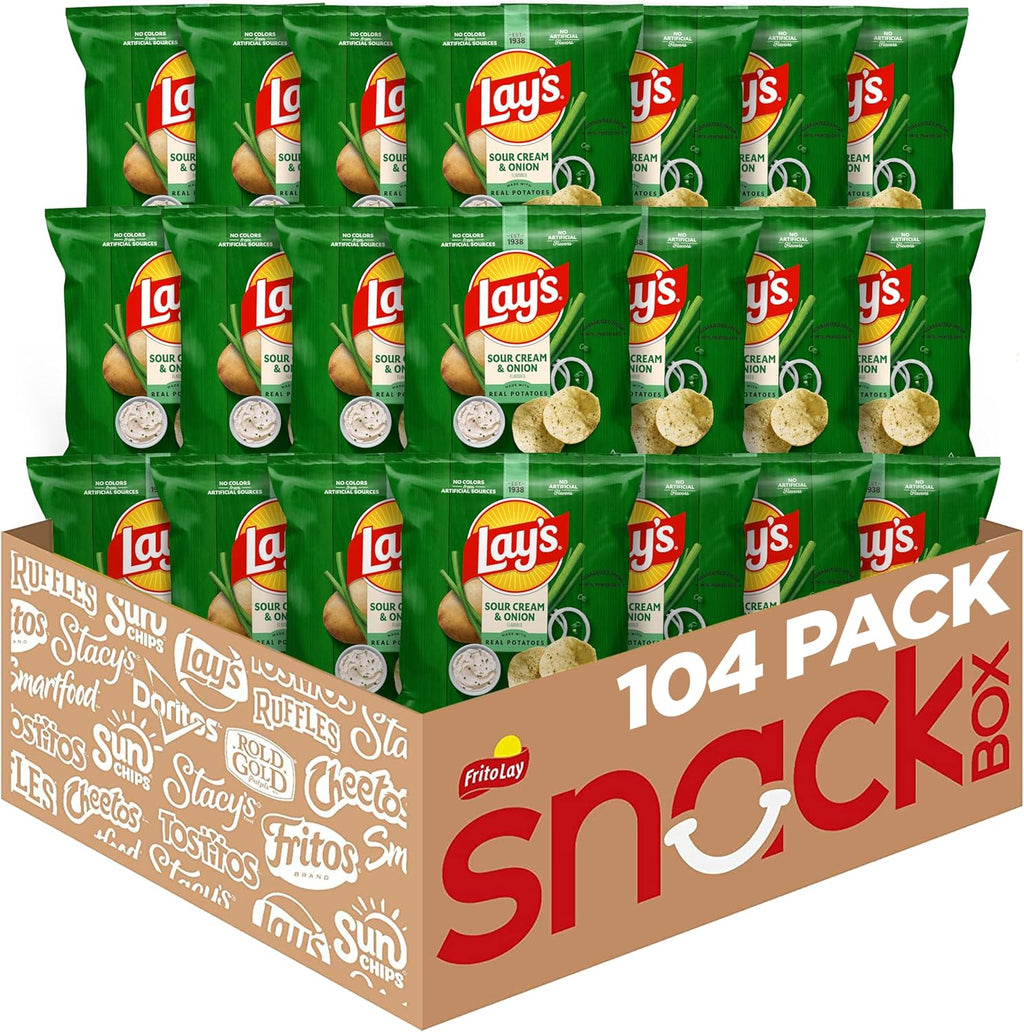 Lay's Potato Chips, Sour Cream & Onion, 1 Ounce (Pack of 104)
