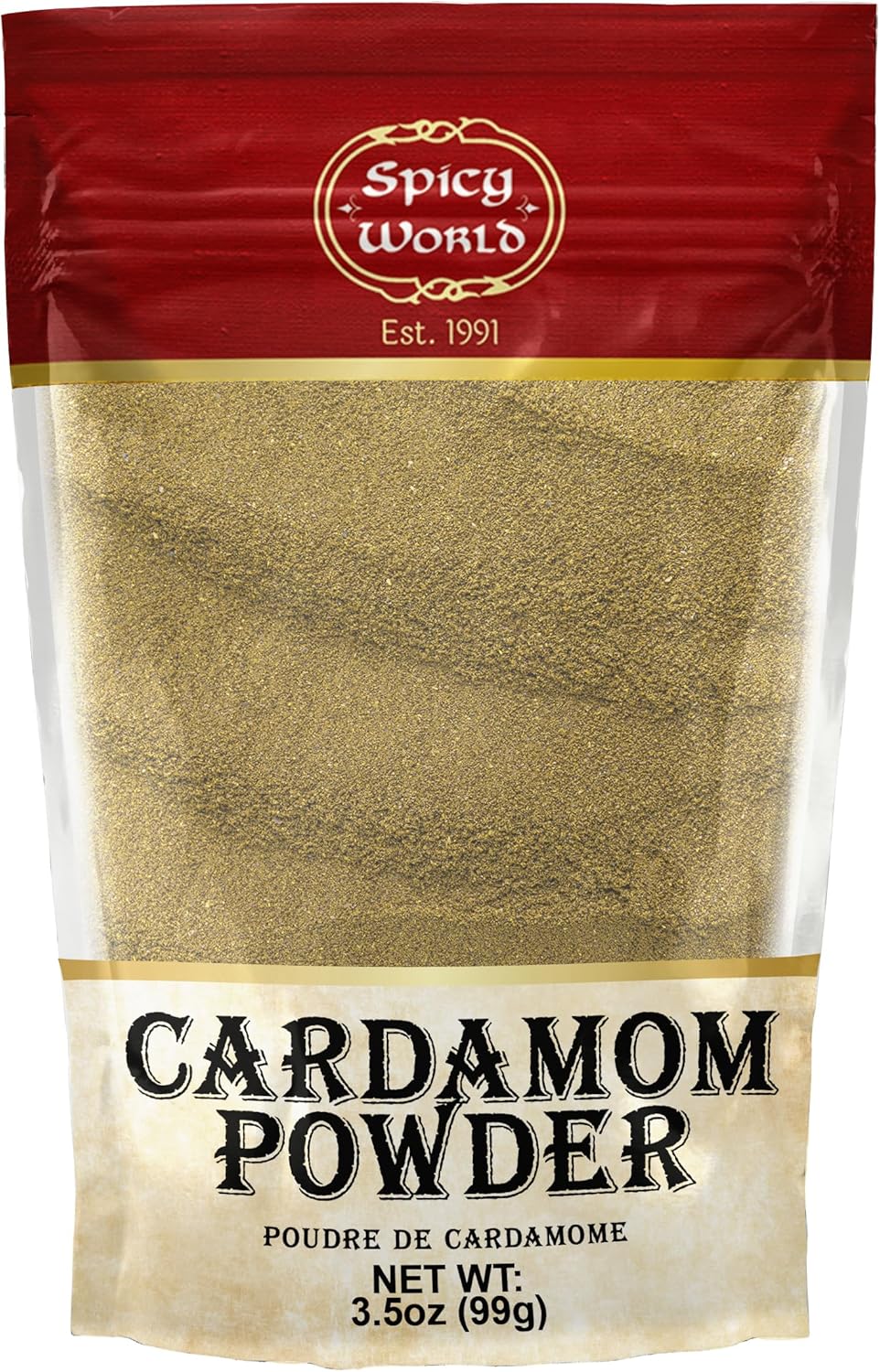 Spicy World Ground Cardamom Powder (Cardamon) 3.5 Ounce Bag