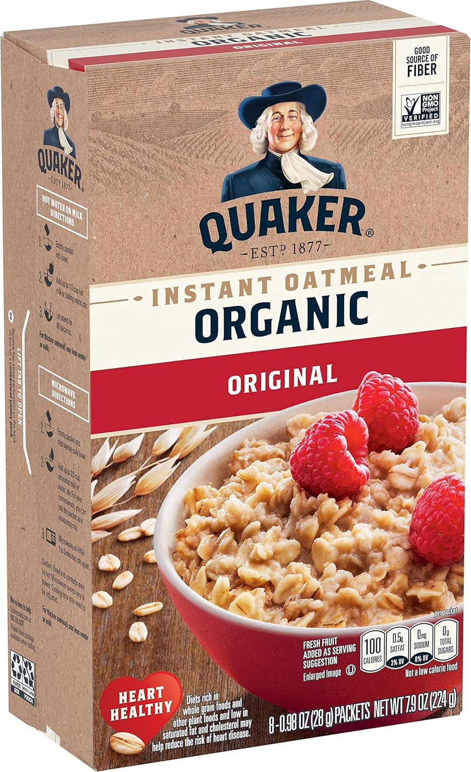 Quaker Instant Oatmeal, Organic Regular, 7.9 Oz (Packaging May Vary)