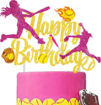 Softball Happy Birthday Cake Topper Softball Birthday Party Decoration Softball Party Cake Pick for Softball Palyer Birthday Party Sport Baby Shower Supplies