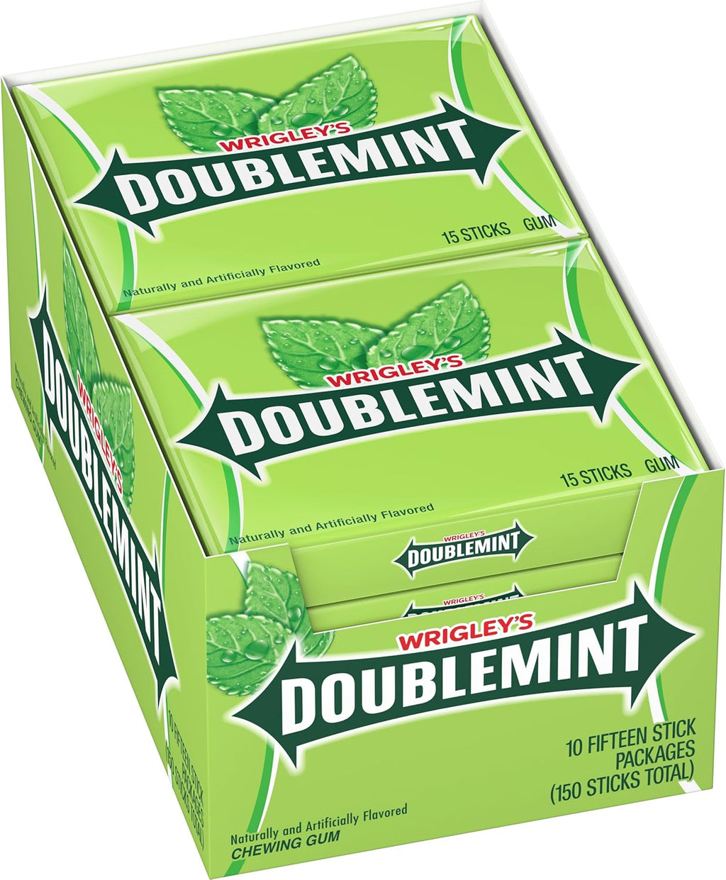 Wrigley's Doublemint Chewing Gum, 15 Piece, Pack of 10