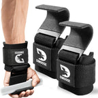 DMoose Fitness Weight Lifting Hooks (Pair) for Deadlifts, Pull Ups, Rows & Shrugs - Anti-Rip Nylon Strap Hand Grips with Thick Wrist Padding - Heavy Duty Wrist Straps for Weightlifting & Gym Workouts