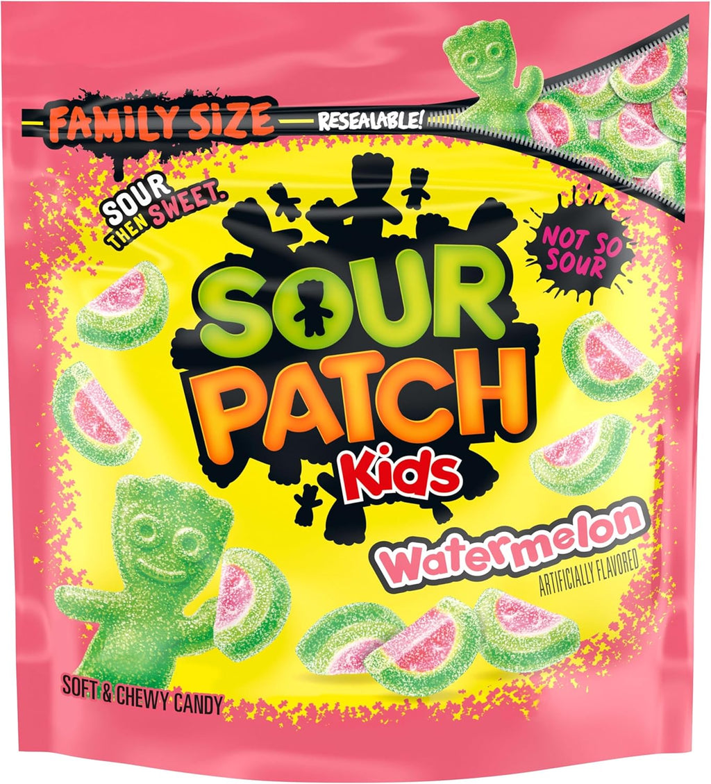 SOUR PATCH KIDS Watermelon Soft & Chewy Gummy Candy, Family Size, Bulk Candy, 1.8 lb