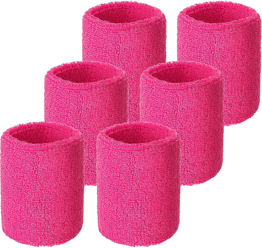 Willbond Wrist Sweatbands, Sports Sweatbands for Competition, Sweat Absorbent, for Basketball, Tennis, Football, Running and Work (Pack of 6)