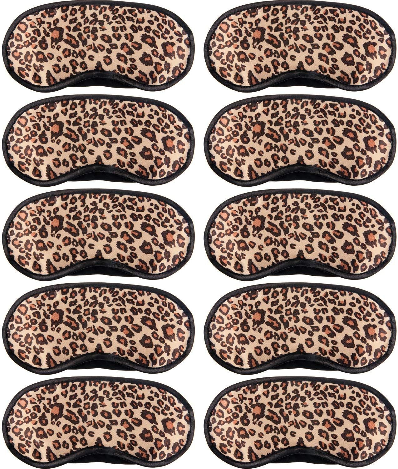 10 Pack Sleep Mask, Leopard Eye Masks Shade Cover for Sleeping, Shift Work, Naps, Travel Pouch Night Blindfold Airplane Relaxing Eyeshade Cover with Nose Pad for Men Women