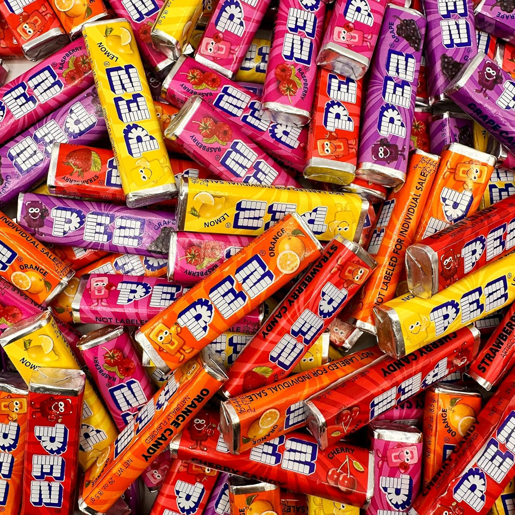 PEZ Candy Refills, Assorted Fruit Flavors, 1 Pound Bulk Bag - Strawberry, Lemon, Orange, Cherry, Raspberry and Grape Flavors