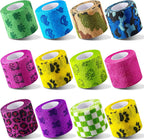12 Pieces 2 Inch Self Adhesive Bandage Vet Non Woven Elastic Cohesive Bandage Tattoo Supplies Grip Tape Athletic Tape Gauze Wrap for Sports, Wrist, Ankle and Pet Wrap (Animal and Camouflage)