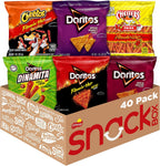 Frito-Lay Fiery Mix Variety Pack, Hot & Spicy Snacks Single Serve Bags, 2.56 Pounds, (Pack of 40), Flamin' Hot Cheetos, Doritos, Chester's Hot Fries