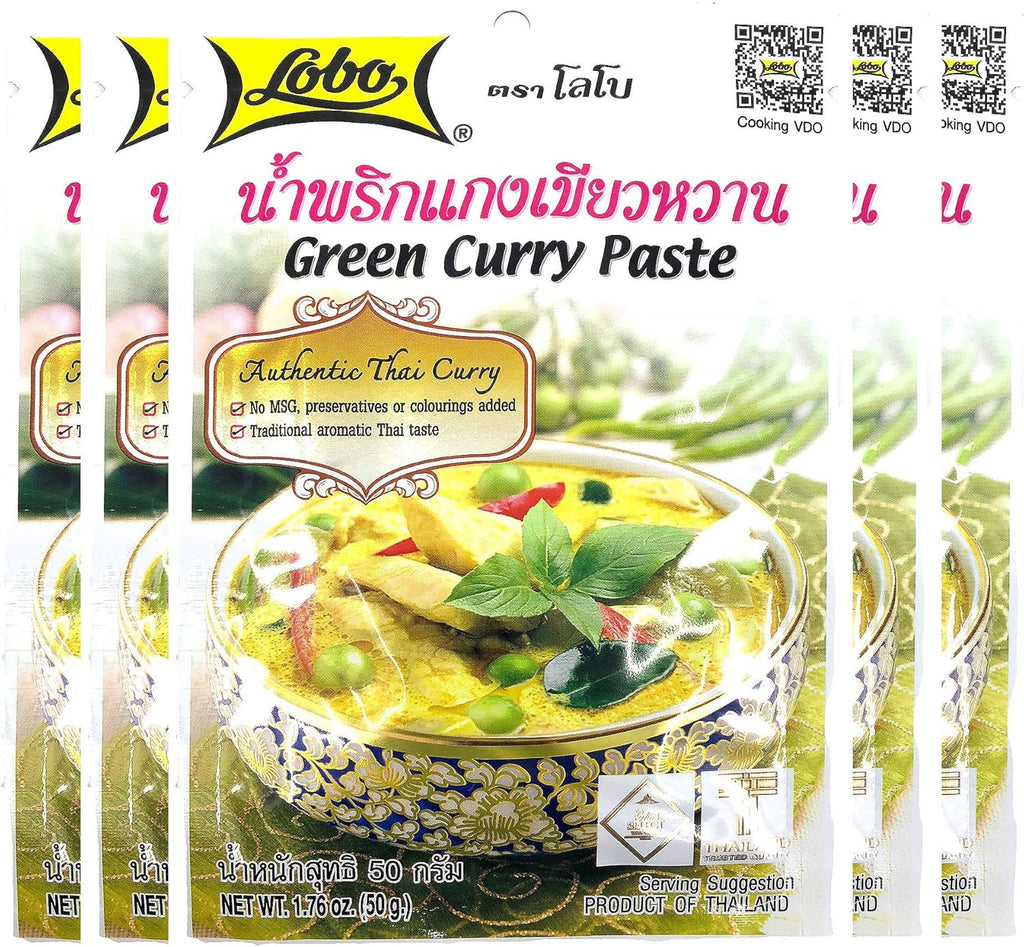 Lobo Thai Green Curry Paste - No MSG, No Preservatives, No Artificial Colors (Pack of 5)