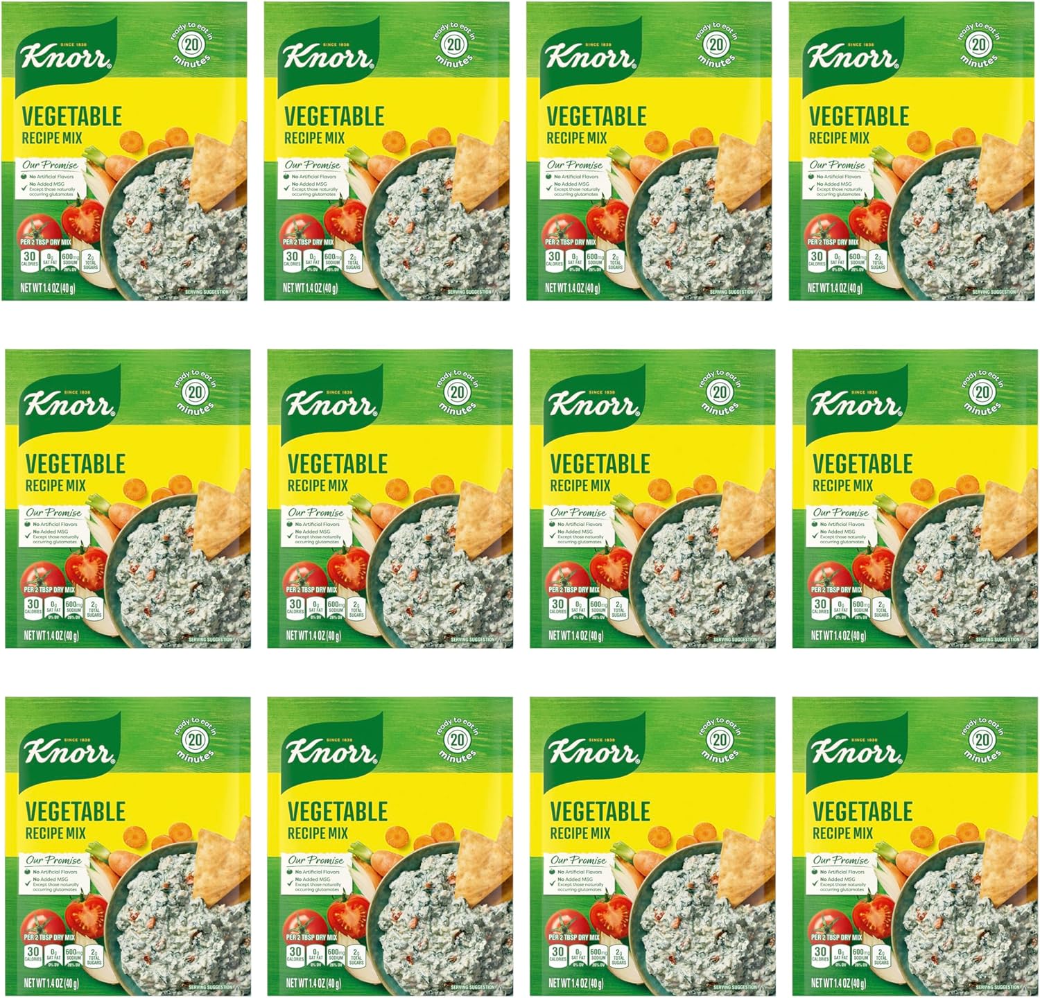 Knorr Recipe and Soup Mix 12 Count Vegetable For Soups, Sauces and Simple Meals No Artificial Flavors 1.4 oz
