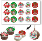 Christmas Edible images for Oreo cookies chocolate covered, edible image cupcake topper printed on edible paper sugar icing sheet, for cookie decorating, 15 circles 2" each PRECUT