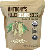Anthony's Organic Hulled Sesame Seeds, 2 lb, White, Raw, Gluten Free, Non GMO, Keto Friendly