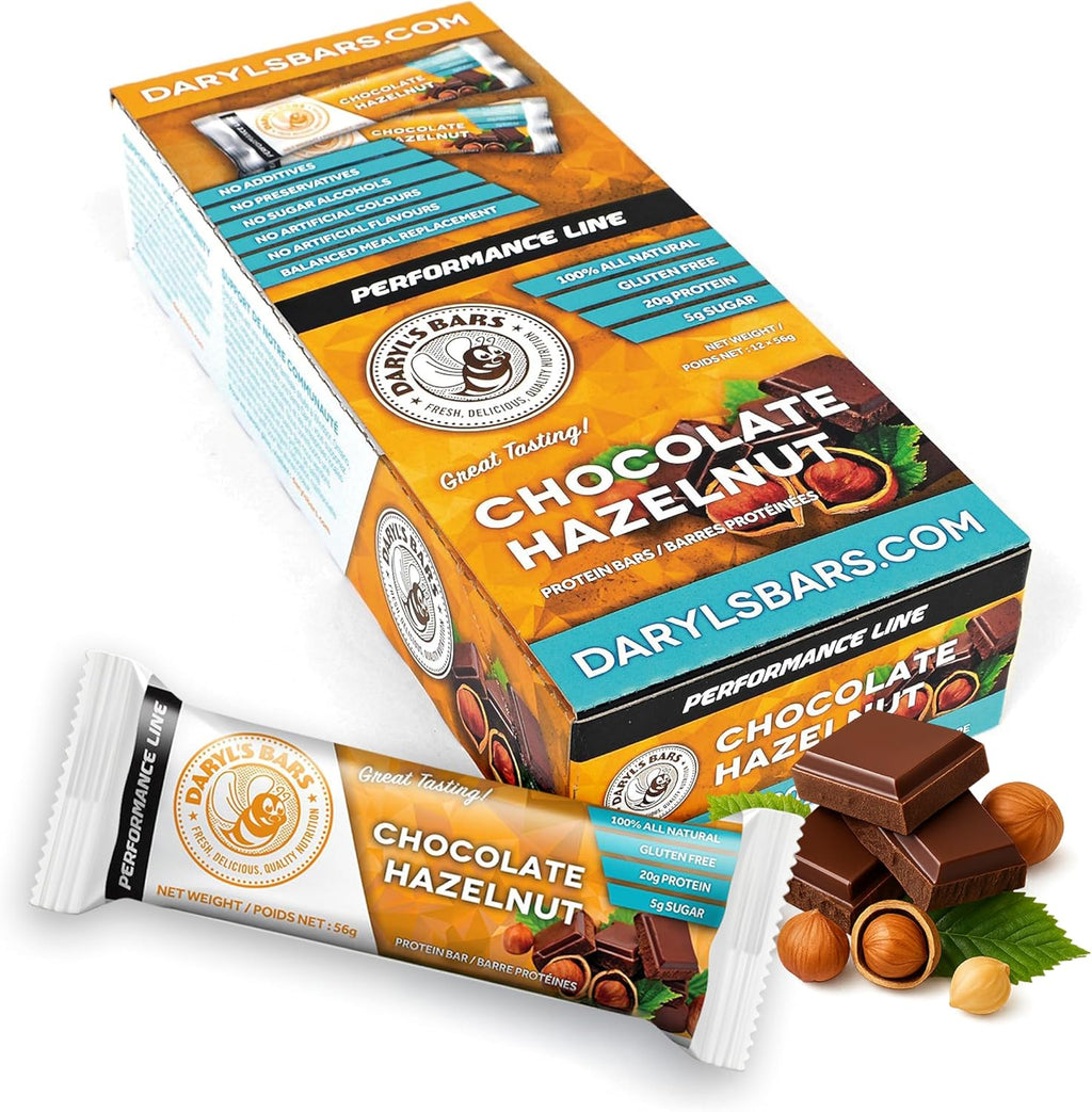 Daryl's Bars, Chocolate Hazelnut On the Go Whey Protein Bars, Gluten Free, 20gr of Protein Snack, Meal Replacement, Pack of 1