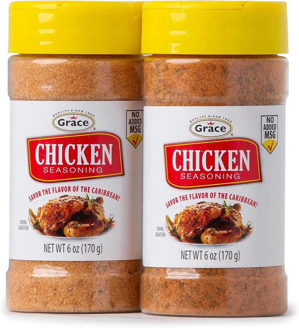 Grace Chicken Seasoning 6oz - 2 Pack Bottles Jamaican Chicken Seasoning for Grilling - Caribbean Poultry Seasonings and Spices for Cooking, Grilling, Meat, BBQ, All-Natural