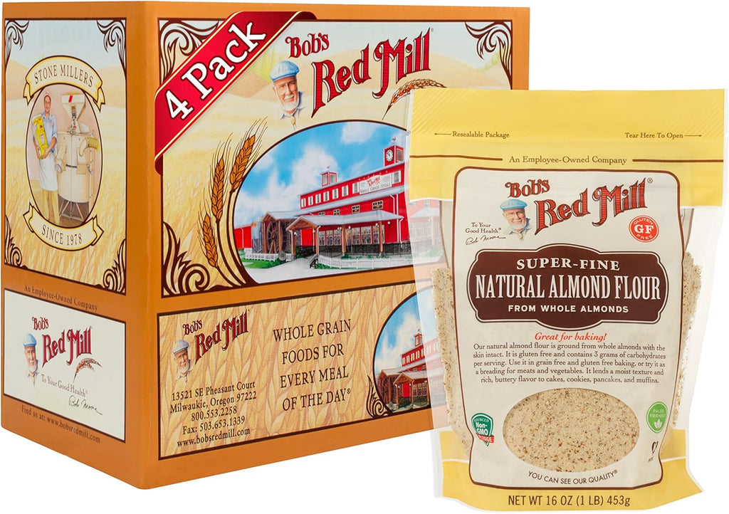 Bob's Red Mill Natural Almond Flour, 16oz (Pack of 4) - Non GMO, Vegan, Paleo Friendly, Keto Friendly, Kosher