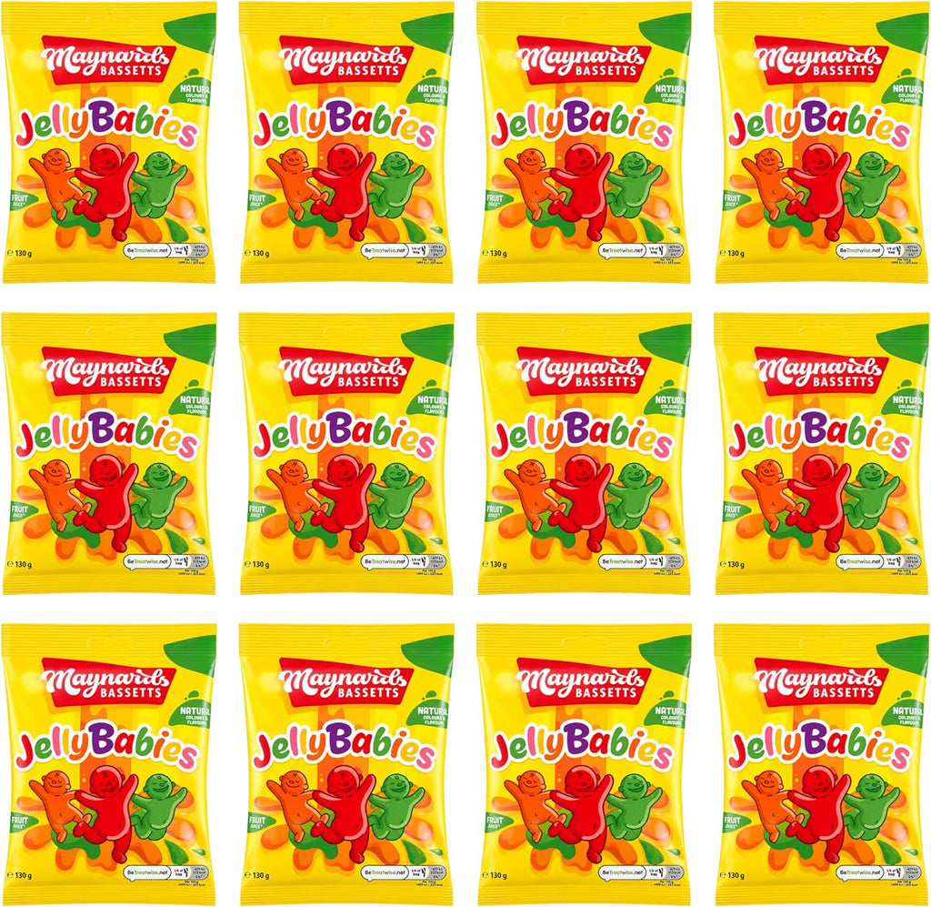 Maynards Bassetts Jelly Babies Sweets Bag 130g (Pack Of 12)