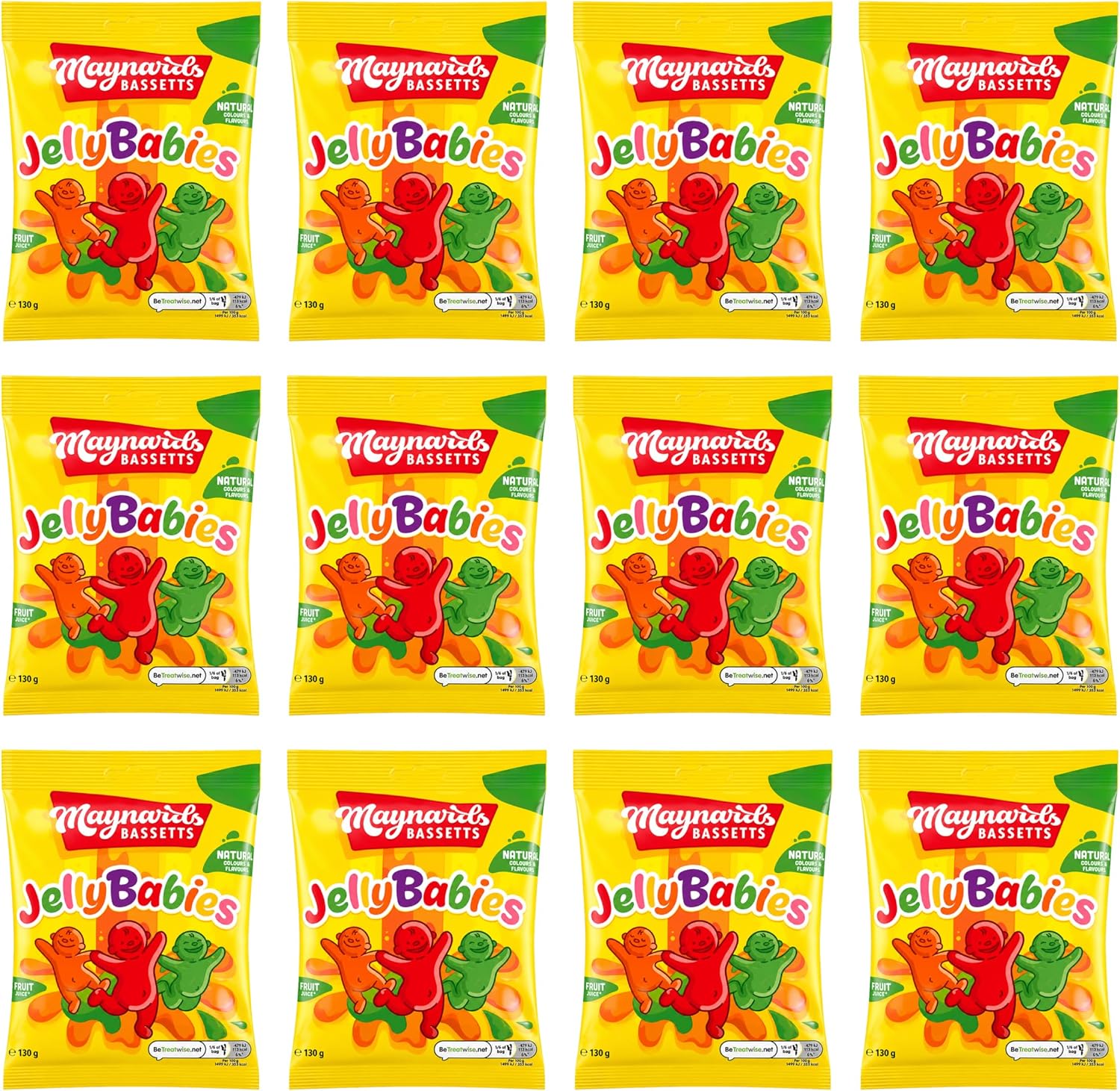 Maynards Bassetts Jelly Babies Sweets Bag 130g (Pack Of 12)