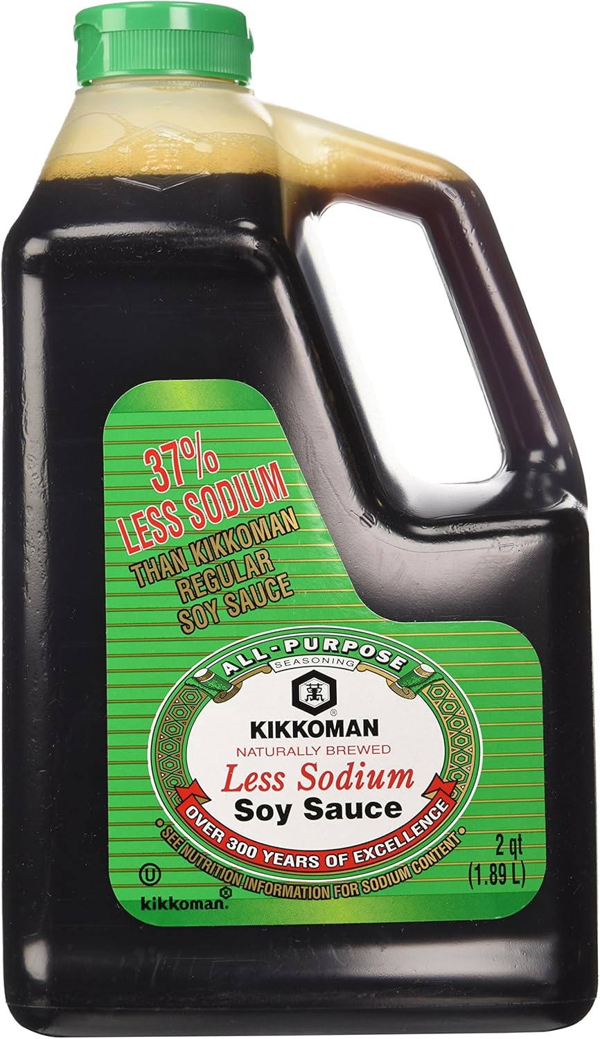Kikkoman Less Sodium Soy Sauce, 2 Qt Bottle. (Pack of 1)