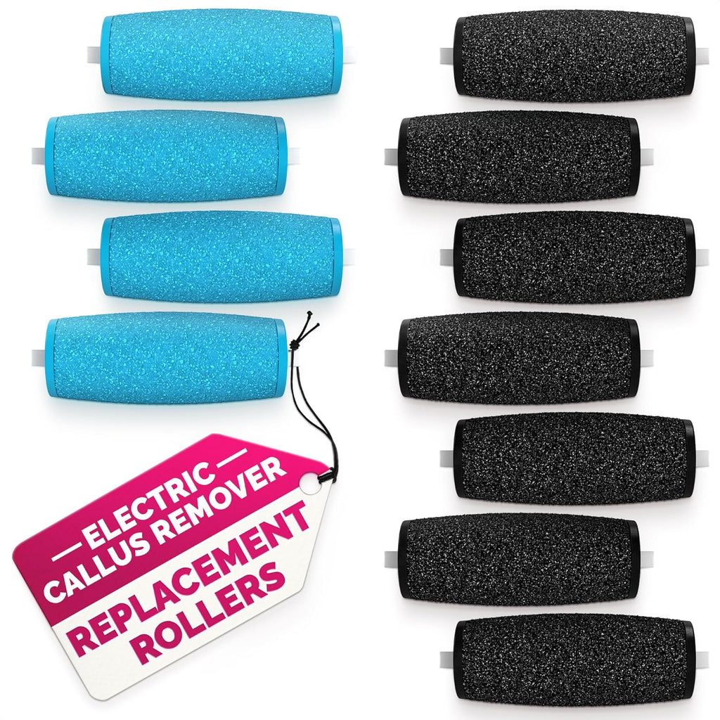 11 Pcs Replacement Rollers for Electric Foot Callus Remover Tool - 7 Extra Coarse & 4 Regular Coarse Refill Heads (1.92 x 0.65 Inches), Micro-Diamond Crystals - Compatible with Amope Pedi Perfect Pro