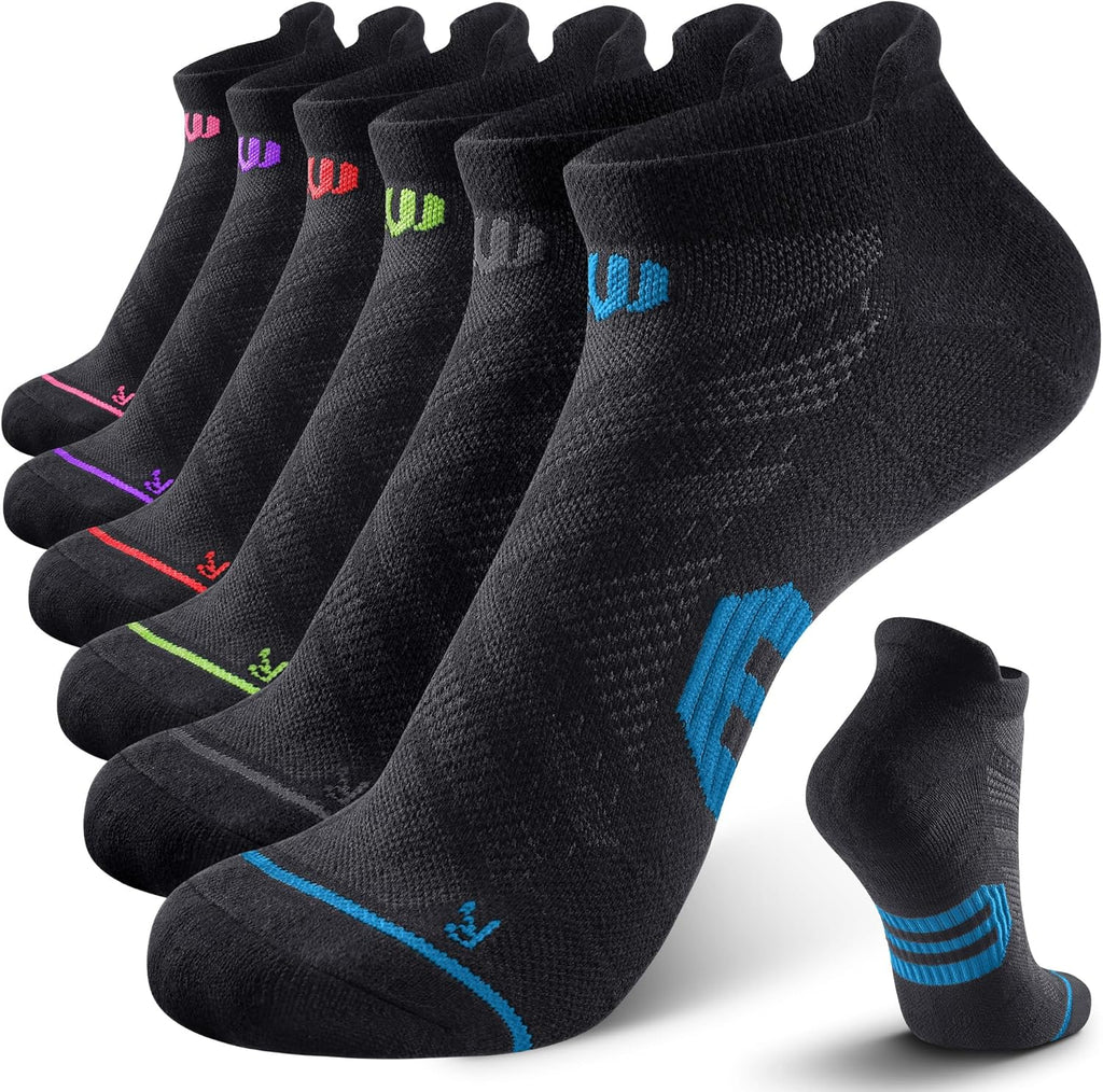 Ankle Compression Socks 6 Pairs for Men & Women, Low Cut Running Socks for Sports & Workouts with Ankle Support