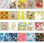 Crtiin 20 Pack Decoupage Napkins Floral Napkins Flower Cocktail Paper Decorative Toilet for Valentine's Day Birthday Party Beautiful Gorgeous, 20 Styles Each 6.5 Inches(Style 9)