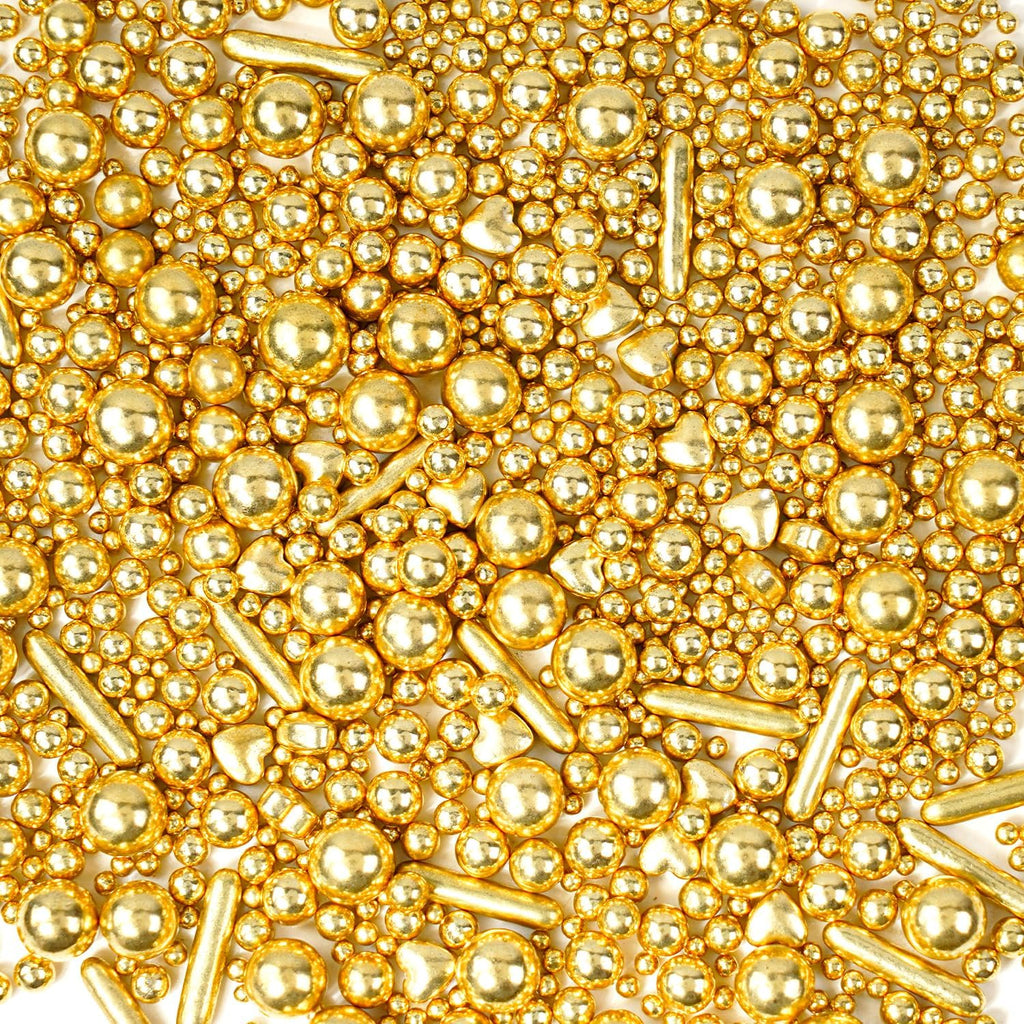 Gold Pearl Heart Sprinkles for Cake Decorating, 150g/5.29oz Mix Size Sugar, Heart Cake Decoration, Golden Sprinkles, Love Sprinkles, Cupcakes, Baking, Wedding Party Supplies