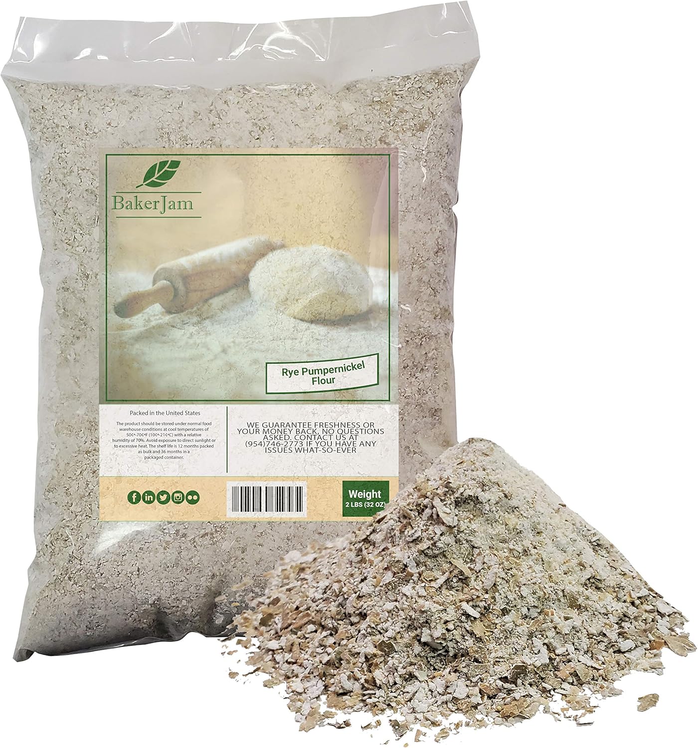 Premium Rye Pumpernickel Flour Rye Flour 2 Pounds Bulk Bag-For Sourdough Starter In Cooler Temperature Room