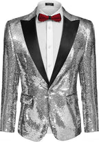 COOFANDY Mens Sequin Blazer Tuxedo Party Prom Wedding Tuxedo One Button Jacket