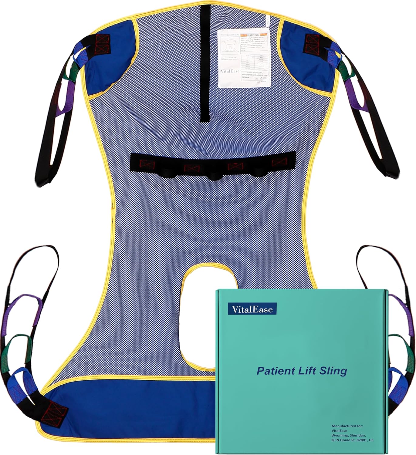 Full Body Mesh Patient Lift Sling with Commode Opening for Toileting and Shower - Breathable Quick-Dry Transfer Sling for Hoyer Lifts - 600 lb Capacity - FSA HSA Eligible (Medium)