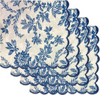 Ridhi Hand Block Print Incremental Blue 18" x 18" (Set of 4) Embroidery Table Napkins Reusable Cotton Dinner Napkins for Weddings, Parties, Everyday Dining Gift for Spring, Easter, Valentine
