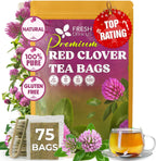 FreshDrinkUS, Premium Red Clover Herbal Tea– 75 Tea Bags – Pure – Naturally Smooth & Mild Flavor – Premium Quality, Eco-Conscious Packaging. Caffeine-Free. Gluten Free. Vegan