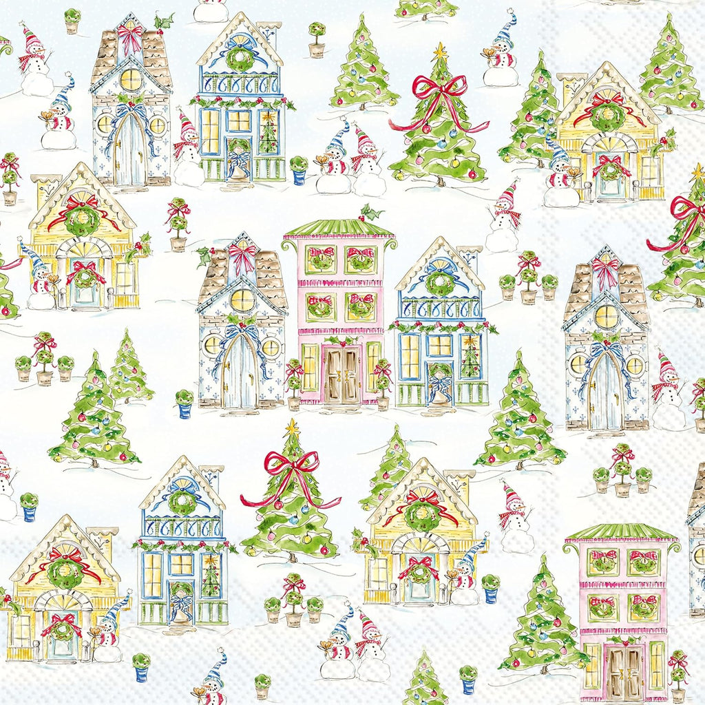 IHR Ideal Home Range Party Napkins Disposable 3-Ply Paper Lunch Napkin Pack, 6.5" x 6.5", Gingerbread House, 20-Count