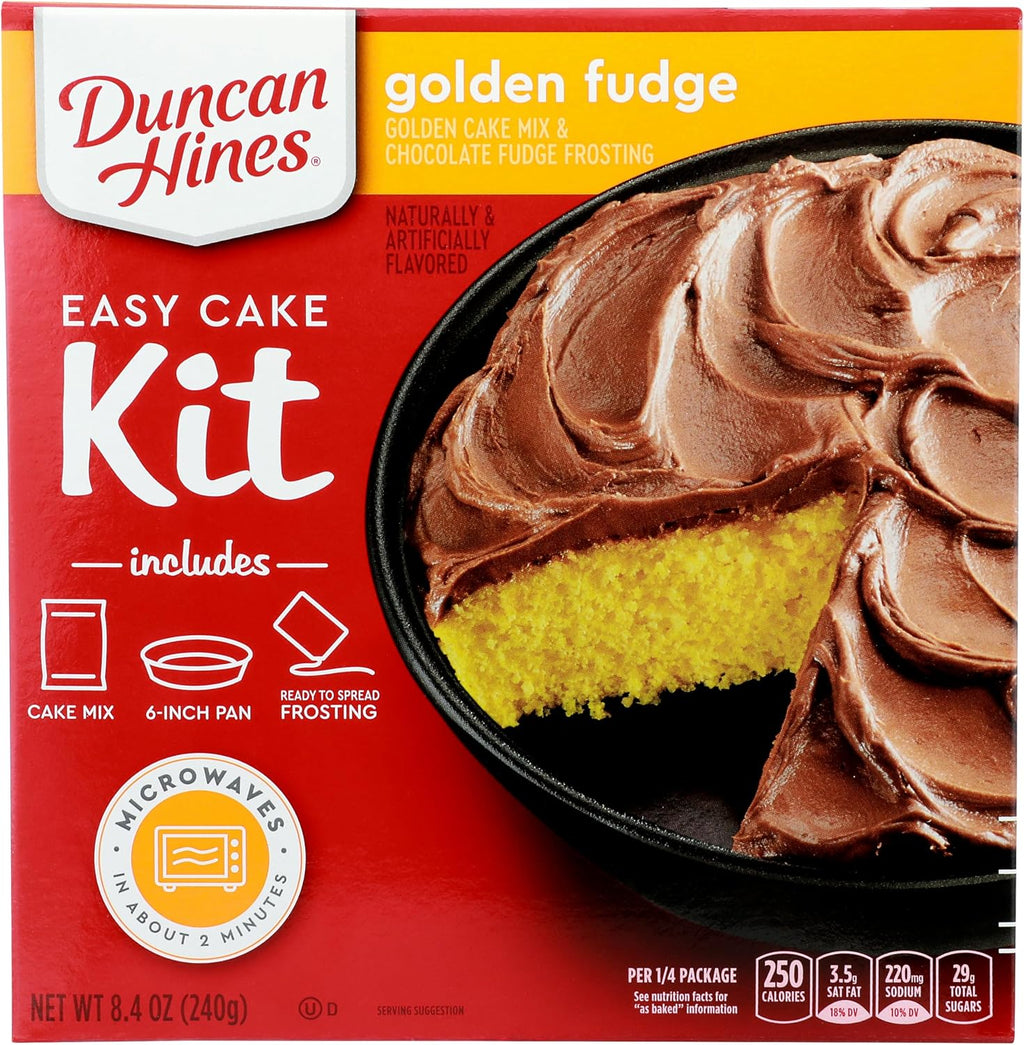 Duncan Hines Easy Cake Kit Golden Fudge Flavored Cake Mix, 8.4 oz.