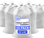 DURASACK Heavy Duty Sand Bags with Tie Strings Empty Woven Polypropylene Sand-Bags for Flood Control with 1600 Hours of UV Protection, 50 lbs Capacity, 14x26 inches, White, Pack of 20