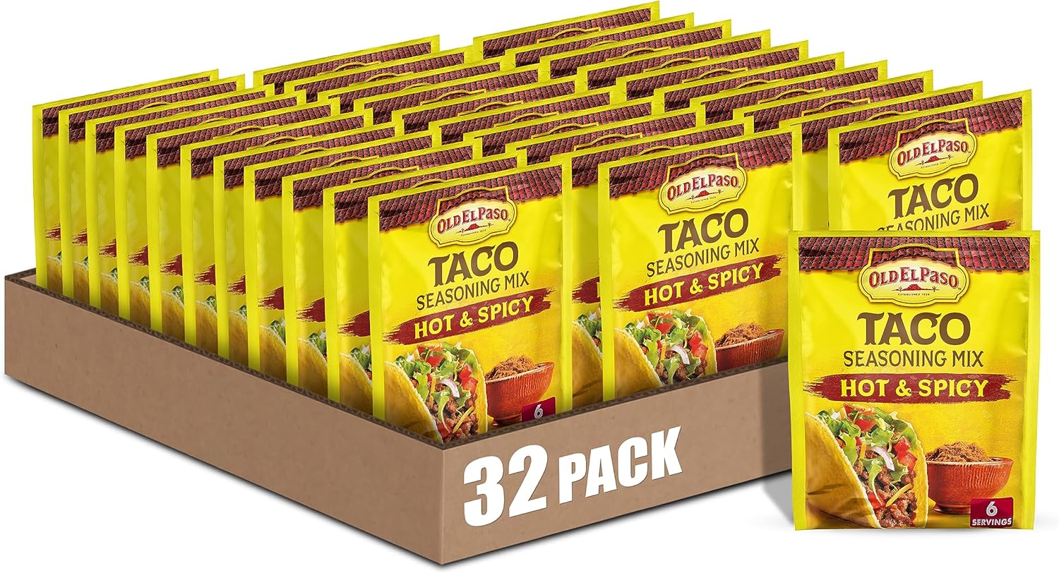 Old El Paso Hot & Spicy Taco Seasoning, 1 oz. (Pack of 32)