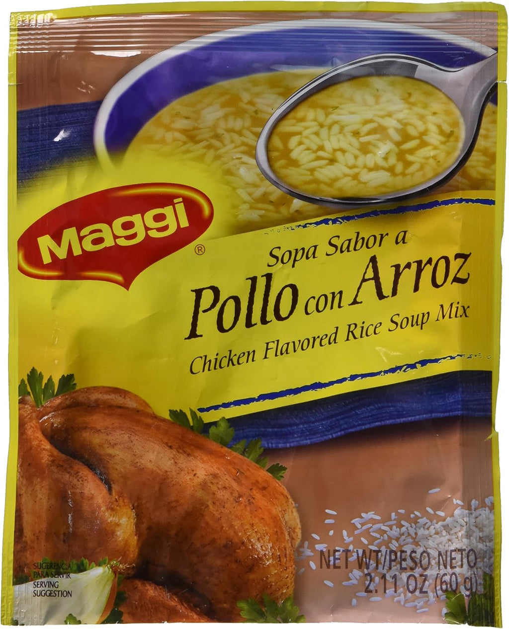 Sopa Maggi Pollo con Arroz (4 Pack) Chicken Flavored Rice Soup Mix