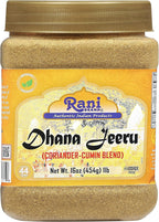 Rani Dhana-Jeeru (Coriander-Cumin Blend 50-50) Powder 16oz (1lb) 454g PET Jar ~ All Natural | Vegan | Gluten Friendly | Non-GMO | Indian Origin