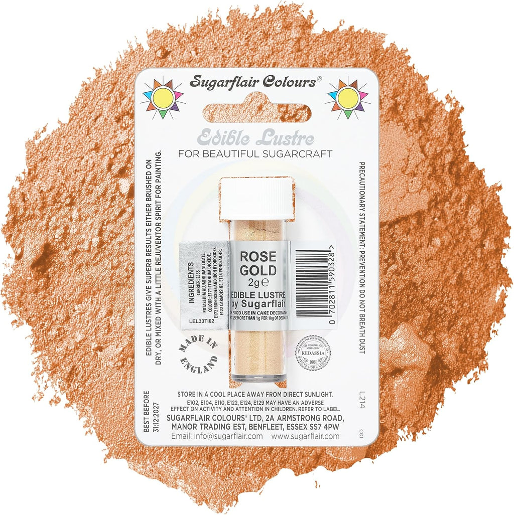 SugarFlair Edible ROSE GOLD Lustre Powder Food Colour for Cake Icing Decoration