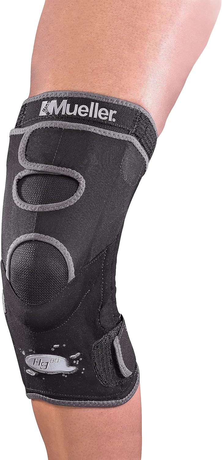 MUELLER Sports Medicine Hg80 Knee Brace, Knee Pain Relief Support for Men and Women, Ideal for Arthritis, Sprains, Black, Prevents Hyperextension, Medium