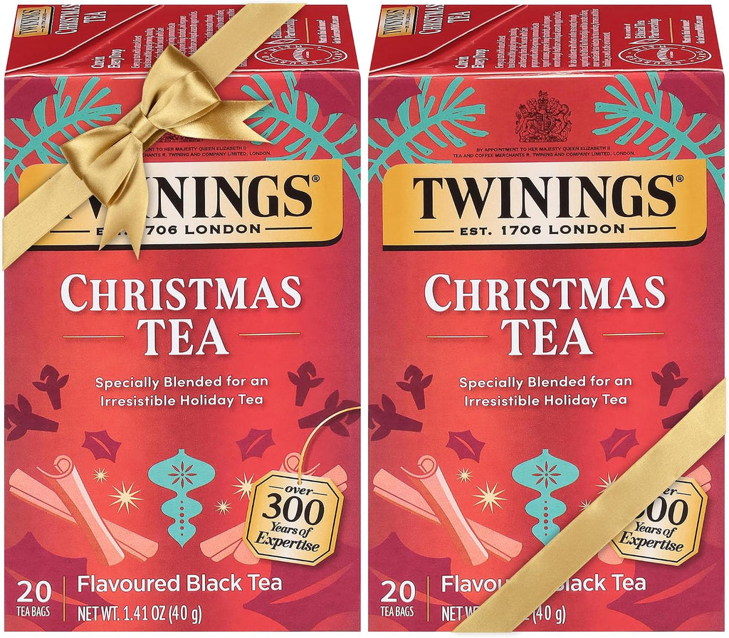 Twinings Christmas Tea - Black Tea Blended with Spicy and Aromatic Clove and Cinnamon, Tea Bags Individually Wrapped, 20 Count Ea (Pack of 2)